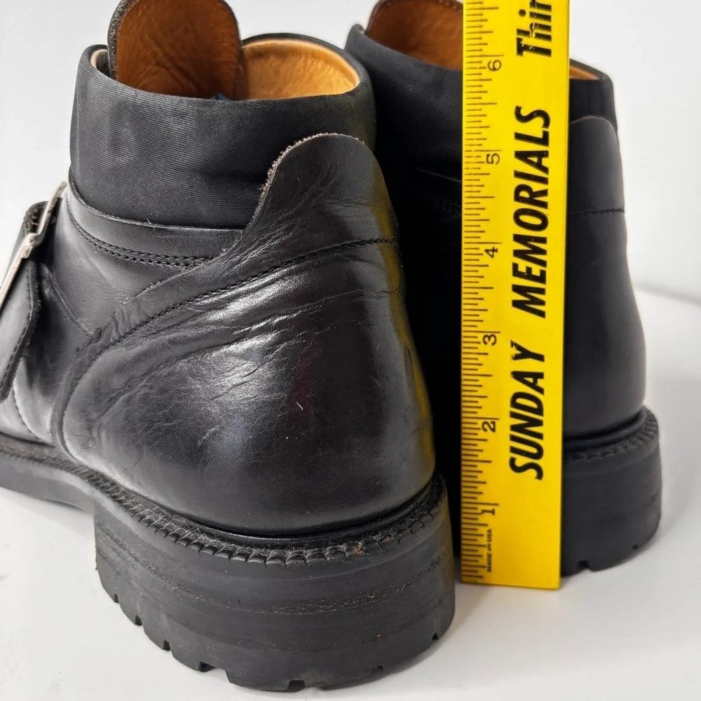 VTG Kenneth Cole Boots Mens 10.5 Black Leather Monk Strap Made in Italy 90s Moto